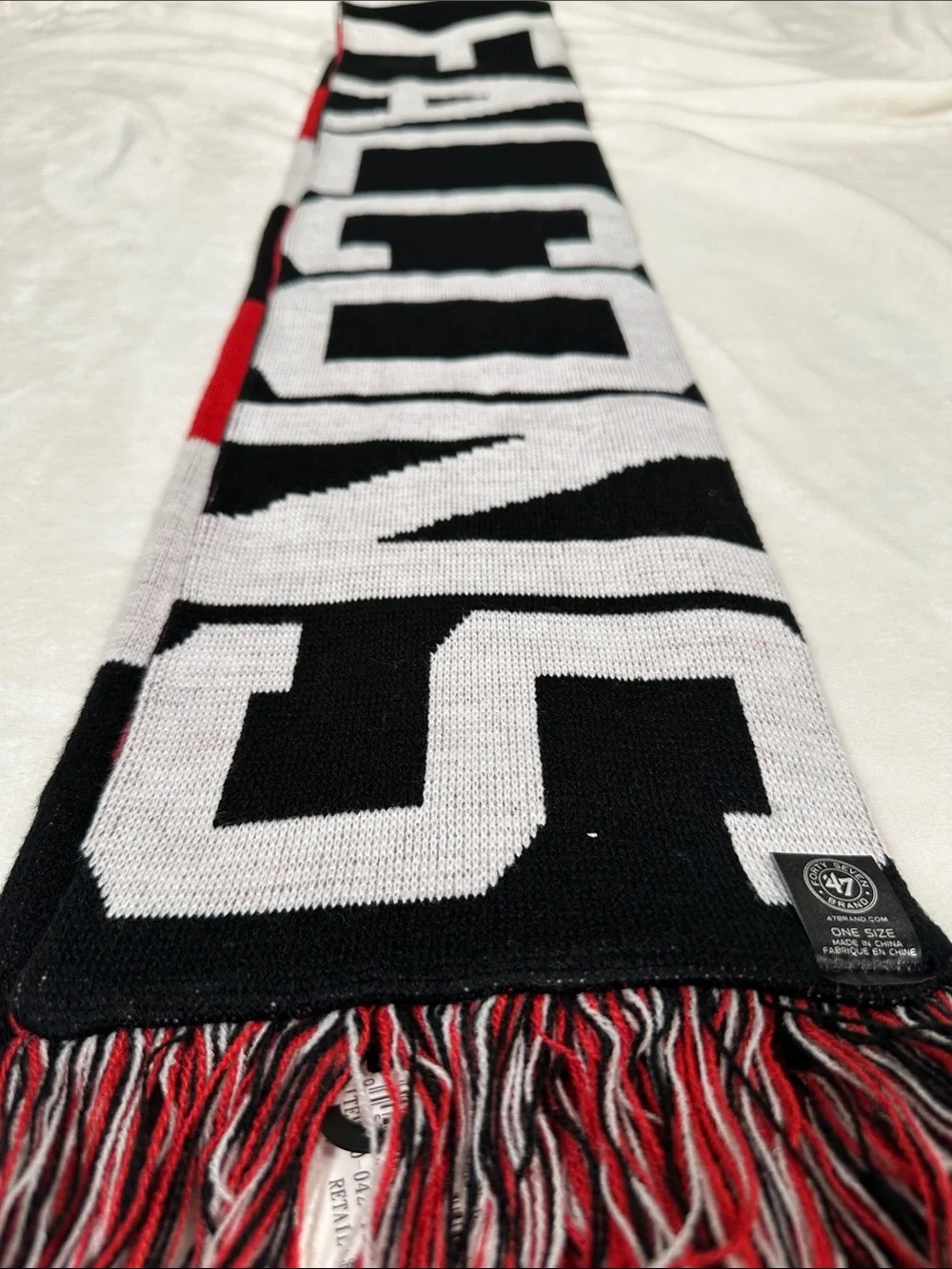 47 Brand Falcons Red Black and Gray Stripe Knit Scarf